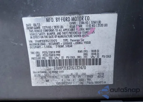 2014 Ford Taurus Sel from USA, damaged, VIN 1FAHP2E82EG122470